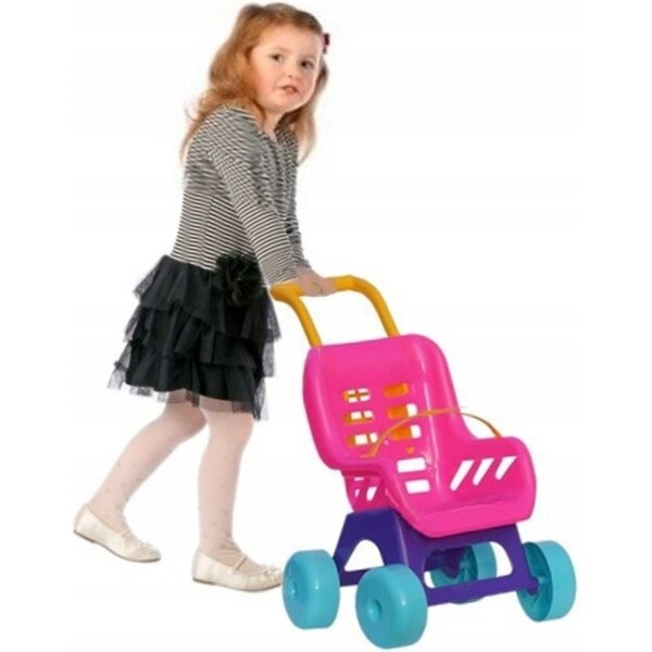 Puppenwagen von Nicola Toys, solide und farbenfroh, ausgestattet mit Sicherheitsgurt