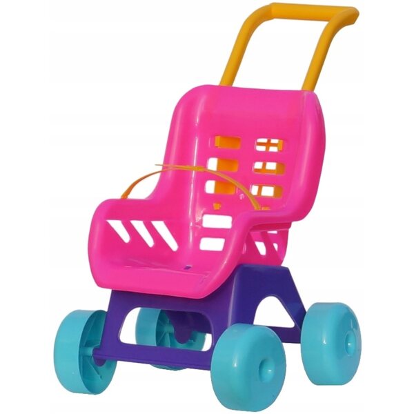 Puppenwagen von Nicola Toys, solide und farbenfroh, ausgestattet mit Sicherheitsgurt