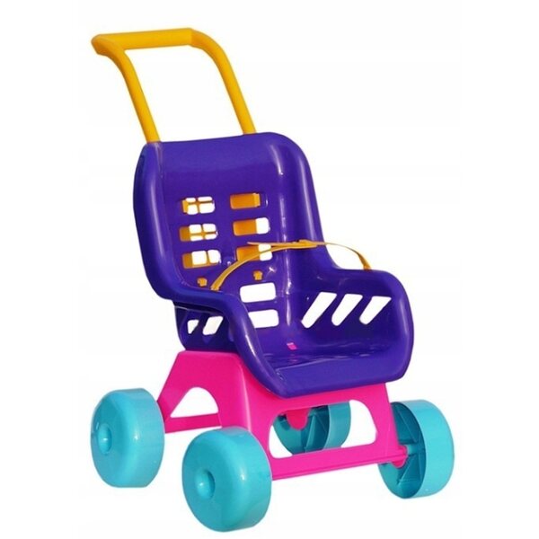 Puppenwagen von Nicola Toys, solide und farbenfroh, ausgestattet mit Sicherheitsgurt