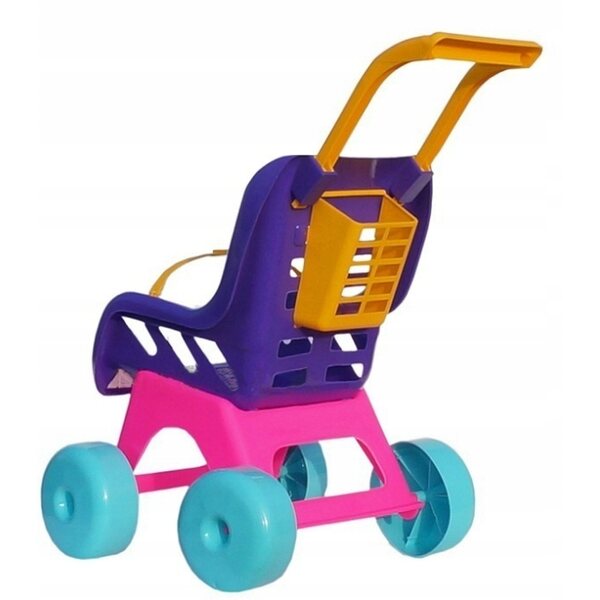 Puppenwagen von Nicola Toys, solide und farbenfroh, ausgestattet mit Sicherheitsgurt