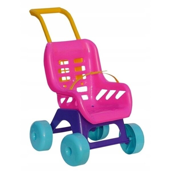 Puppenwagen von Nicola Toys, solide und farbenfroh, ausgestattet mit Sicherheitsgurt