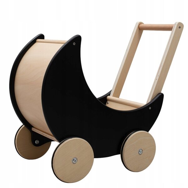 Montessori Baby Mix 2in1 Holzlaufwagen Kinderwagen schwarz für Kinder ab 12 Monaten