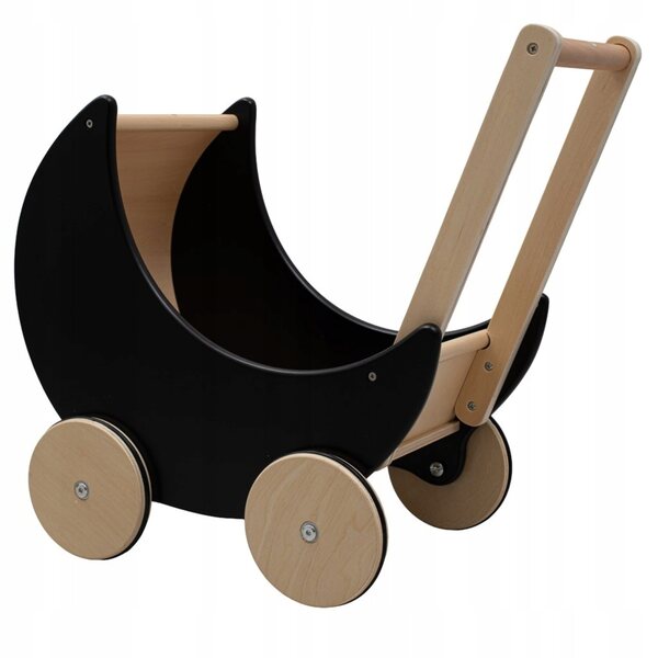 Montessori Baby Mix 2in1 Holzlaufwagen Kinderwagen schwarz für Kinder ab 12 Monaten