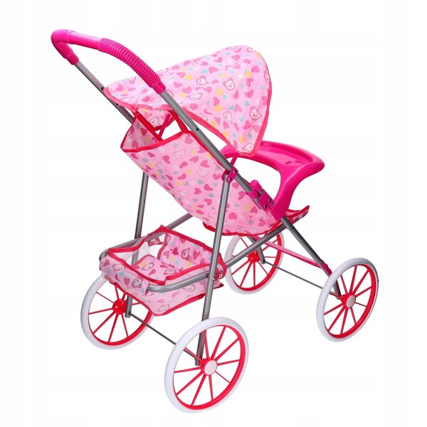 Puppenwagen mit Verdeck und großen Rädern – Metallstruktur