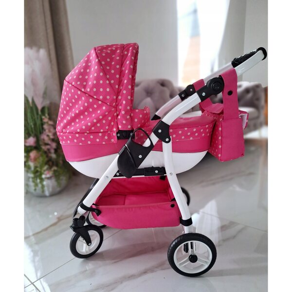Adbor Lily Sport rosa Puppenkinderwagen mit Tasche und Korb inklusive