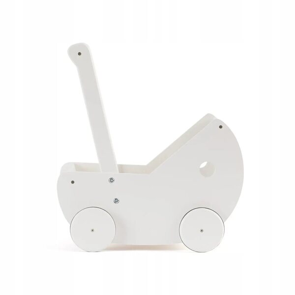 White Kids Concept Puppenwagen aus weißem Holz mit Baumwollbettwäsche