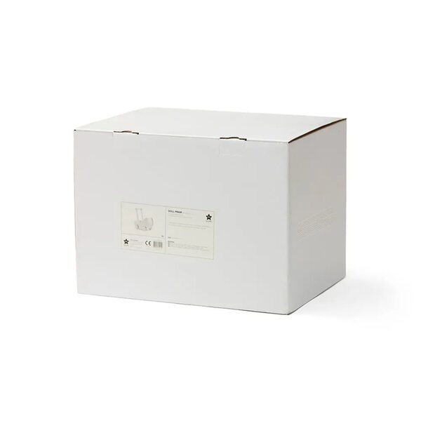 White Kids Concept Puppenwagen aus weißem Holz mit Baumwollbettwäsche