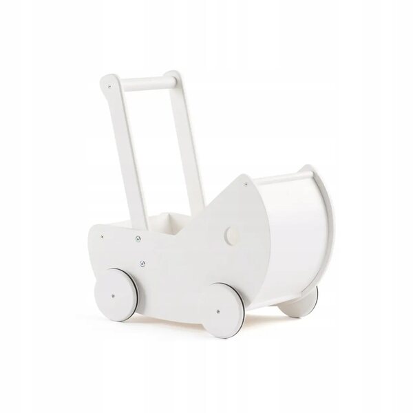 White Kids Concept Puppenwagen aus weißem Holz mit Baumwollbettwäsche