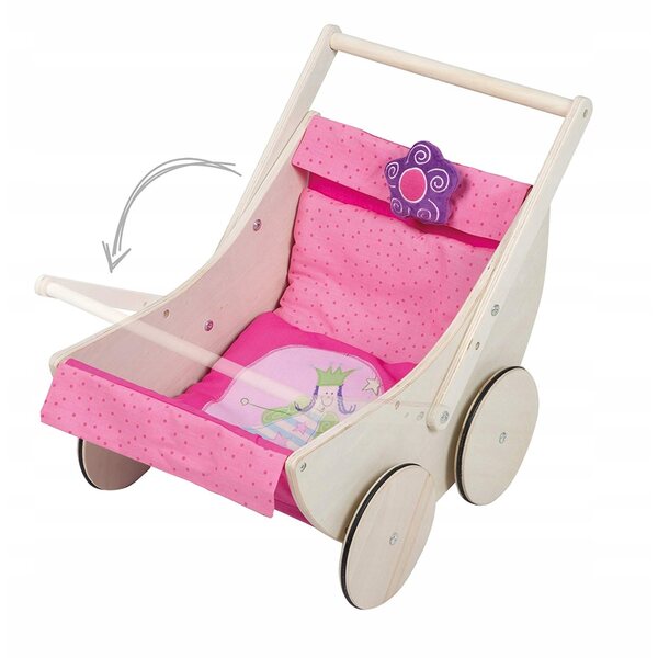 Roba Happy Fee Holzkinderwagen für Puppen bis 60 cm, komplett mit Zubehör