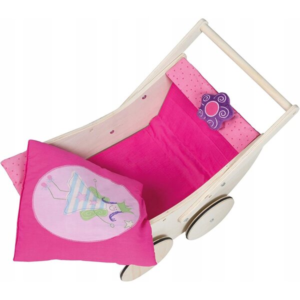 Roba Happy Fee Holzkinderwagen für Puppen bis 60 cm, komplett mit Zubehör