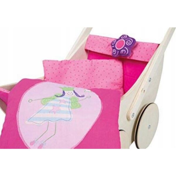 Roba Happy Fee Holzkinderwagen für Puppen bis 60 cm, komplett mit Zubehör