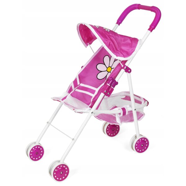 Giochi per Bambini: Passeggino per Bambole con Stampa a Fiore e Telaio Metallico