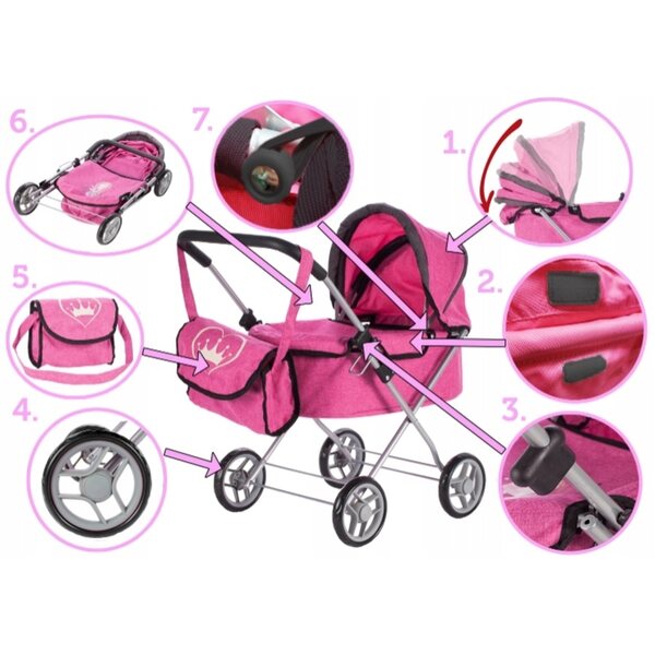 Leichter und faltbarer tiefer Puppenwagen mit Statortasche