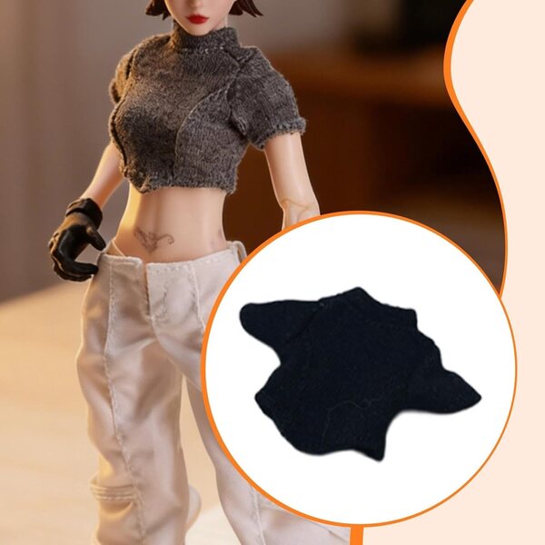 Top Corto Nero per Action Figure Femminili 1/12 - Accessorio Elegante e Realistico