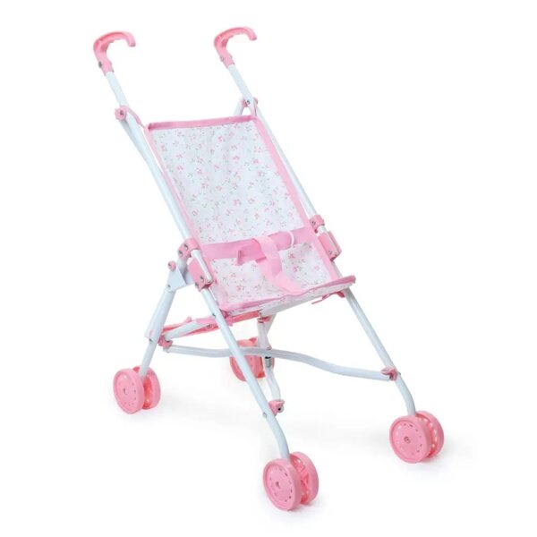 Petitcollin opvouwbare metalen poppenwagen met bloemen, 52 cm