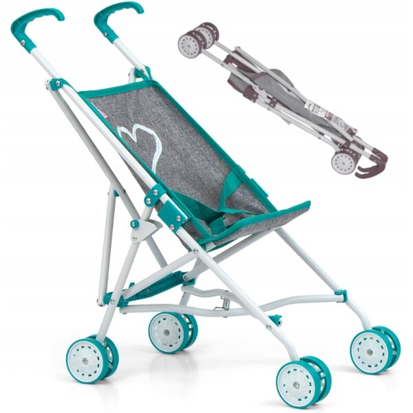 Zusammenklappbarer Milly Mally Mint Puppenwagen mit Metallstruktur