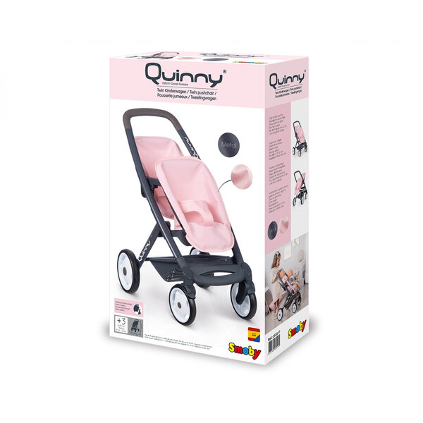 Smoby Maxi Cosi Quinny Zwillingspuppenwagen rosa für Kinder ab 3 Jahren