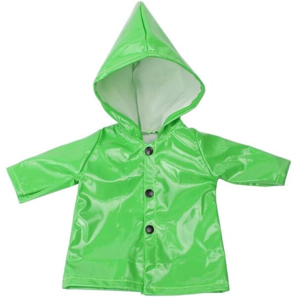 Grüner Regenmantel mit Kapuze für American Doll 46 cm – Casual-Style-Accessoire