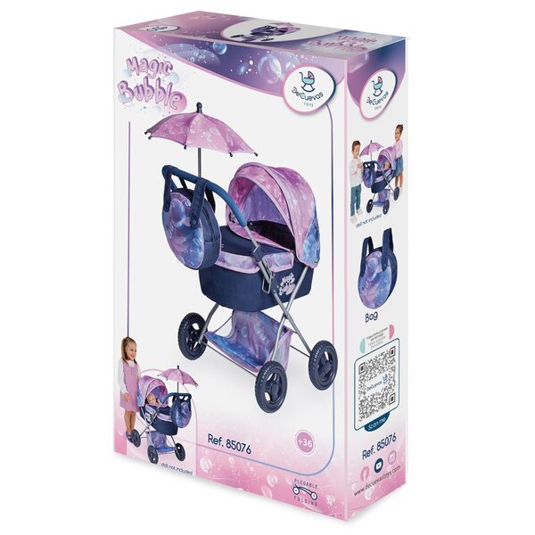 DeCuevas Magic Bubble faltbarer Puppenwagen mit Zubehör 60 cm