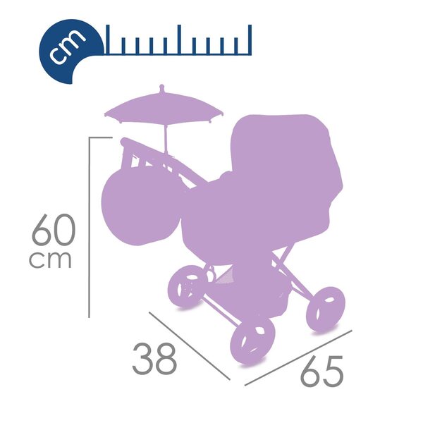 DeCuevas Magic Bubble faltbarer Puppenwagen mit Zubehör 60 cm