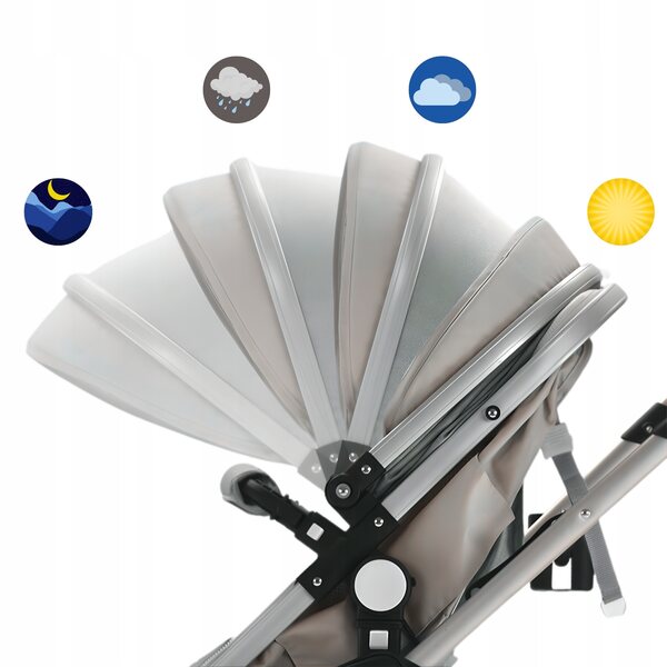 Eleganter grauer Multifunktions-3-in-1-Rollstuhl mit Polsterung und Zubehör