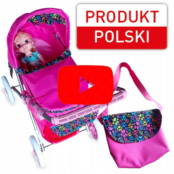 Wòzek für Puppen mit verstellbarer tiefer Gondel für Mädchen von 3 bis 5 Jahren