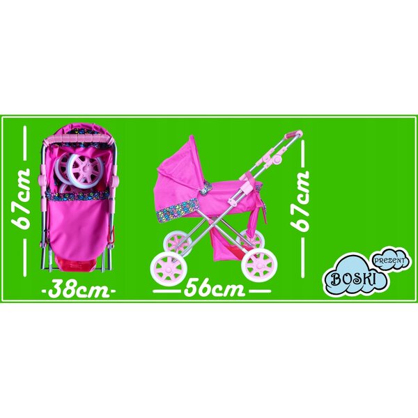Wòzek pour poupées avec gondole profonde réglable pour filles de 3 à 5 ans
