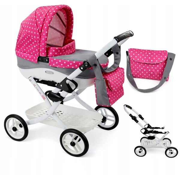 Diepe trolley voor Adbor Lily-poppen met tas en mand - 100% gemaakt in Polen