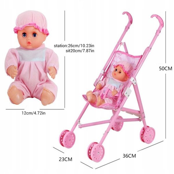 Babypuppe mit Kinderwagen – Lustiges und lehrreiches Set für Kinder ab 3 Jahren