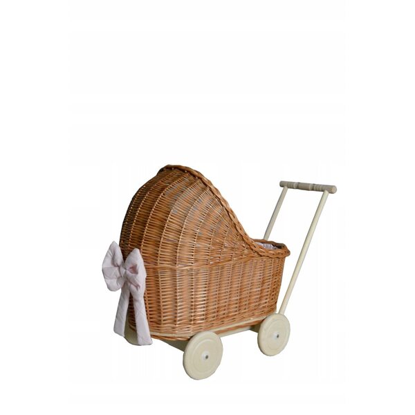 Puppenwagen aus Naturgeflecht mit Netz Royal Pastels, 70 cm