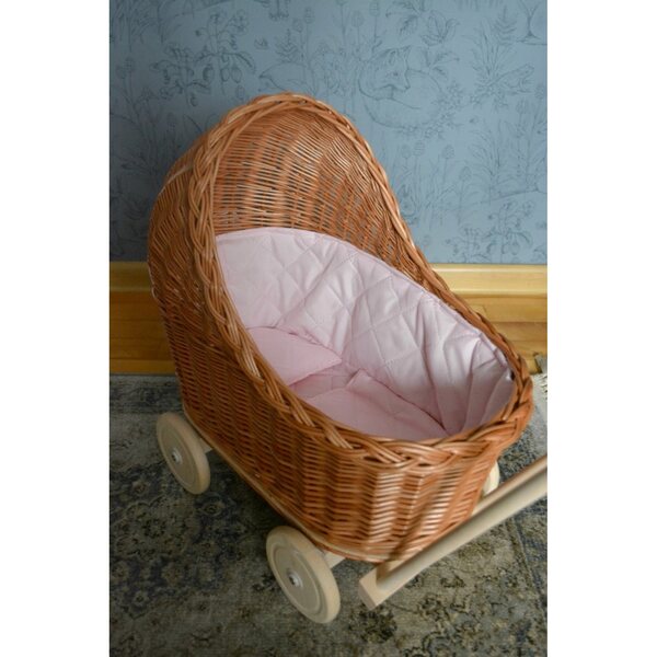 Puppenwagen aus Naturgeflecht mit Netz Royal Pastels, 70 cm