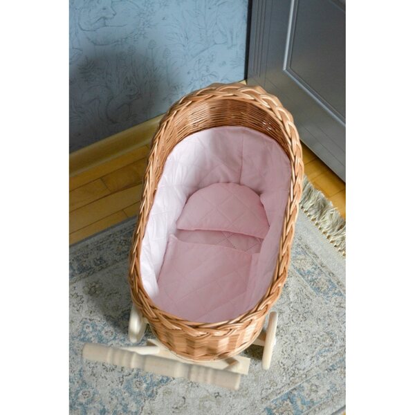 Puppenwagen aus Naturgeflecht mit Netz Royal Pastels, 70 cm