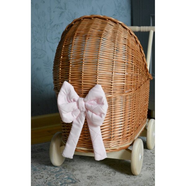 Puppenwagen aus Naturgeflecht mit Netz Royal Pastels, 70 cm