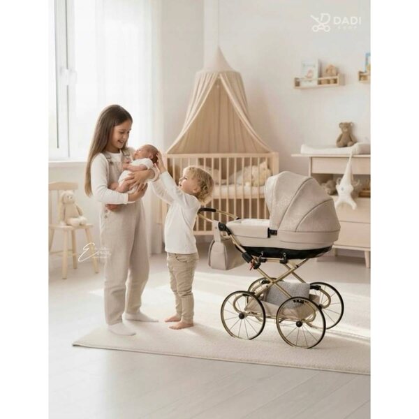 TAKO Heart Mini Puppenwagen beige für Mädchen im Alter von 3 bis 8 Jahren