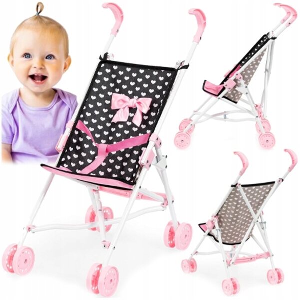 Leichter und langlebiger schwarzer Bayer Buggy-Puppenkinderwagen mit Herzen