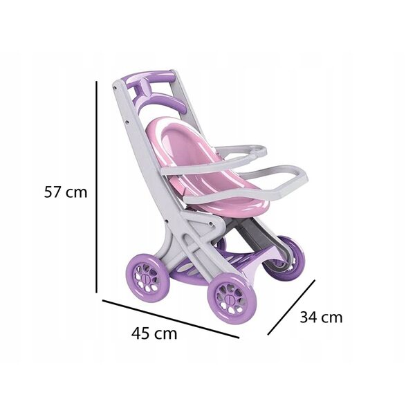 Doloni Eco Puppenwagen aus Kunststoff – 3-in-1-Spielzeug für Kinder ab 3 Jahren