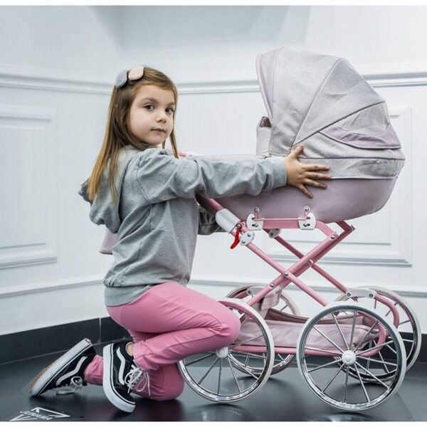 TAKO JUNAMA Dolce MINI Puppenwagen, Schwarz und Gold, Kunstleder, große Räder