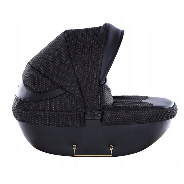 TAKO JUNAMA Dolce MINI Puppenwagen, Schwarz und Gold, Kunstleder, große Räder