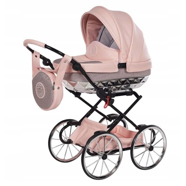 Puppenwagen Profondo Tako Glitzer Handarbeit Schwarz-Silber
