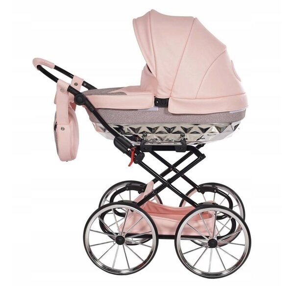 Puppenwagen Profondo Tako Glitzer Handarbeit Schwarz-Silber