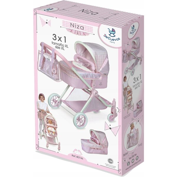 Niza DeCuevas Toys Funktioneller 3-in-1-Puppenwagen für Kinder ab 3 Jahren