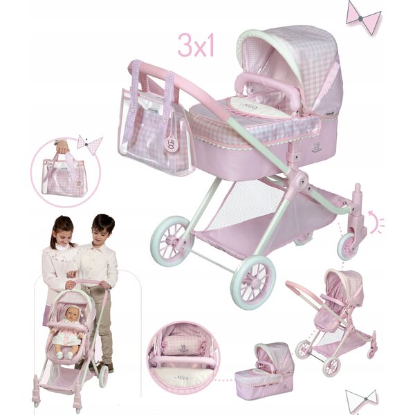 Niza DeCuevas Toys Funktioneller 3-in-1-Puppenwagen für Kinder ab 3 Jahren