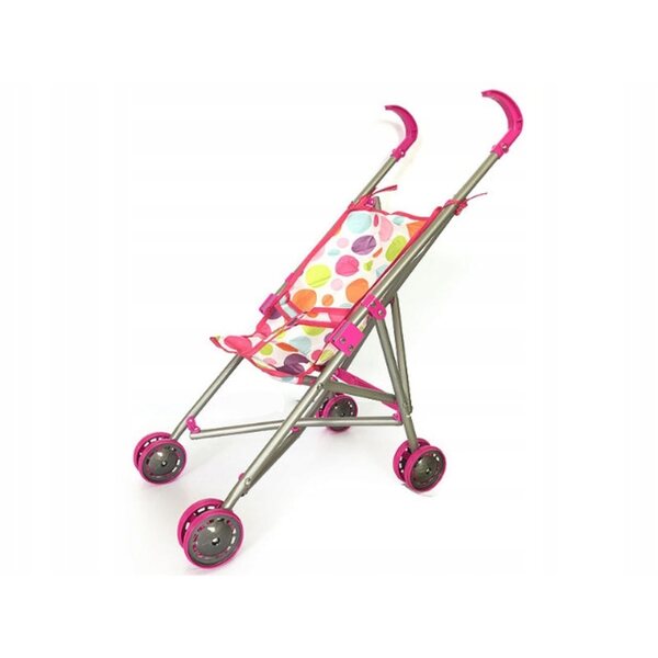 Passeggino parasole pieghevole per bambole e peluche 53x36x23 cm rosa