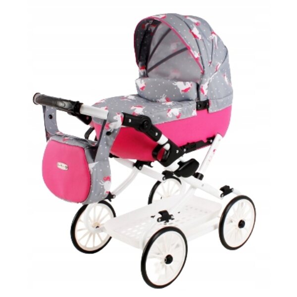 Adbor Viki faltbarer Puppenwagen mit Tasche und Korb, stabil und leicht