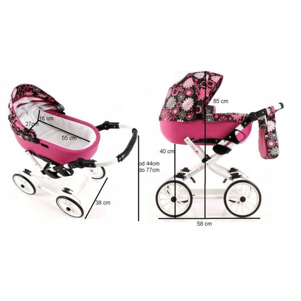 Adbor Viki faltbarer Puppenwagen mit Tasche und Korb, stabil und leicht
