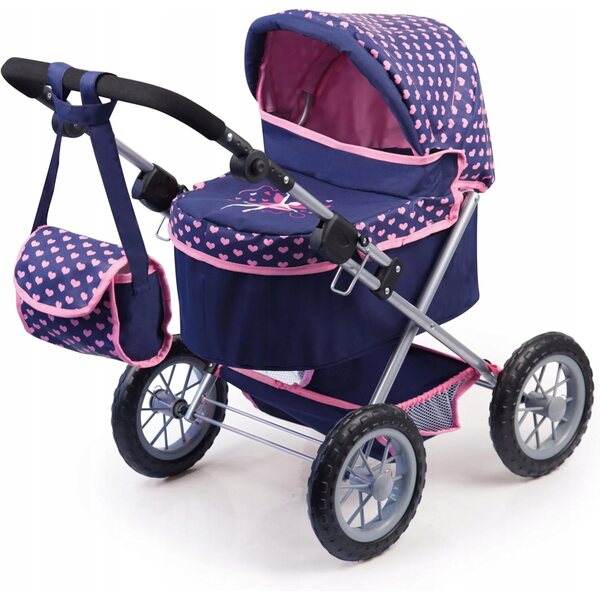 Opvouwbare poppenwagen met verstelbaar handvat en accessoires inbegrepen
