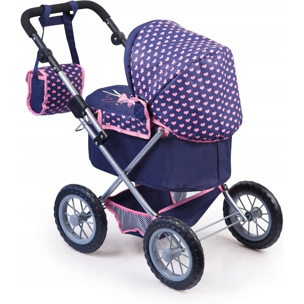 Opvouwbare poppenwagen met verstelbaar handvat en accessoires inbegrepen