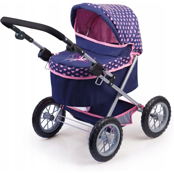 Opvouwbare poppenwagen met verstelbaar handvat en accessoires inbegrepen