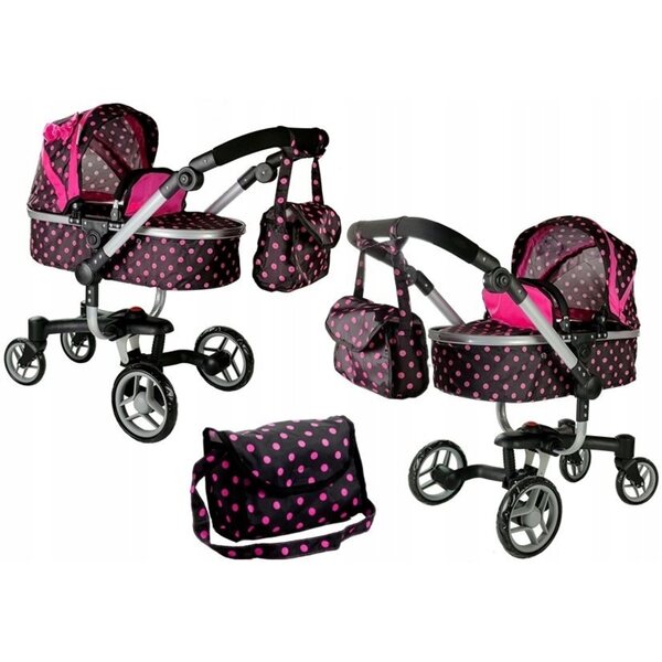 Alice Schwarz-Rosa Puppenwagen mit Sternen, Aluminiumstruktur