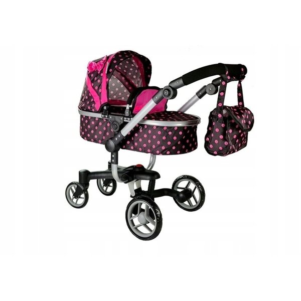 Alice Schwarz-Rosa Puppenwagen mit Sternen, Aluminiumstruktur